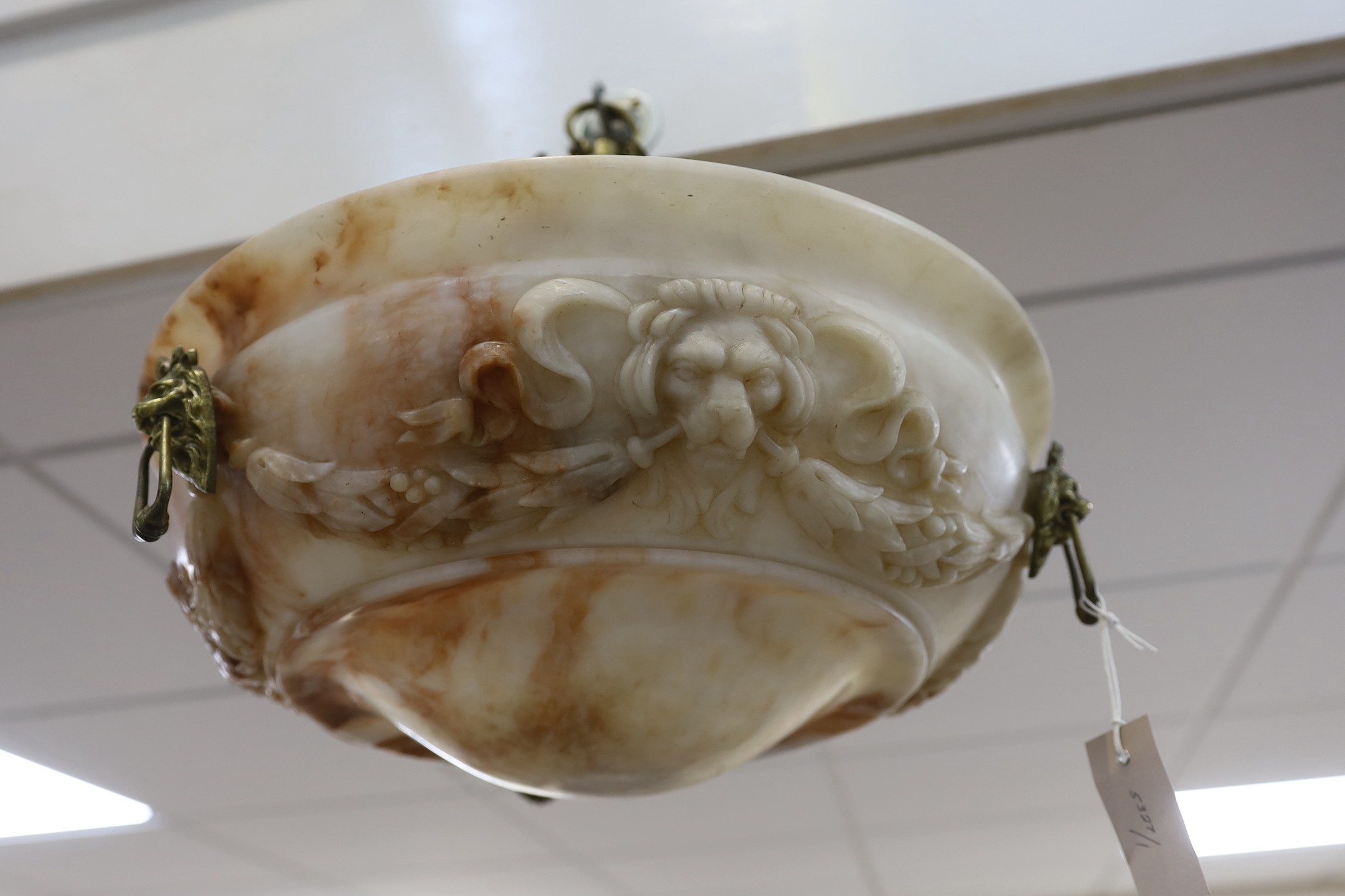 A large alabaster ceiling shade, 46cm diameter